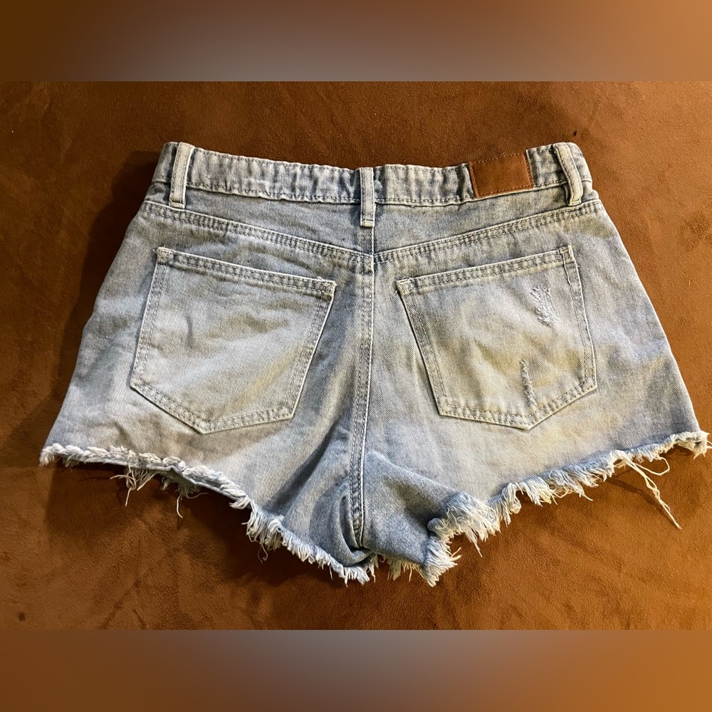 Frayed Light Blue Denim Shorts - Picture 2 of 2